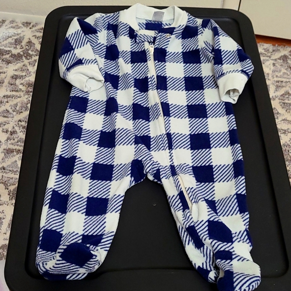 Navy/ white zip onsie 6-9 months